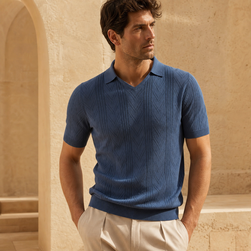 Arezzo Chevron Knit Polo - Monte Aure