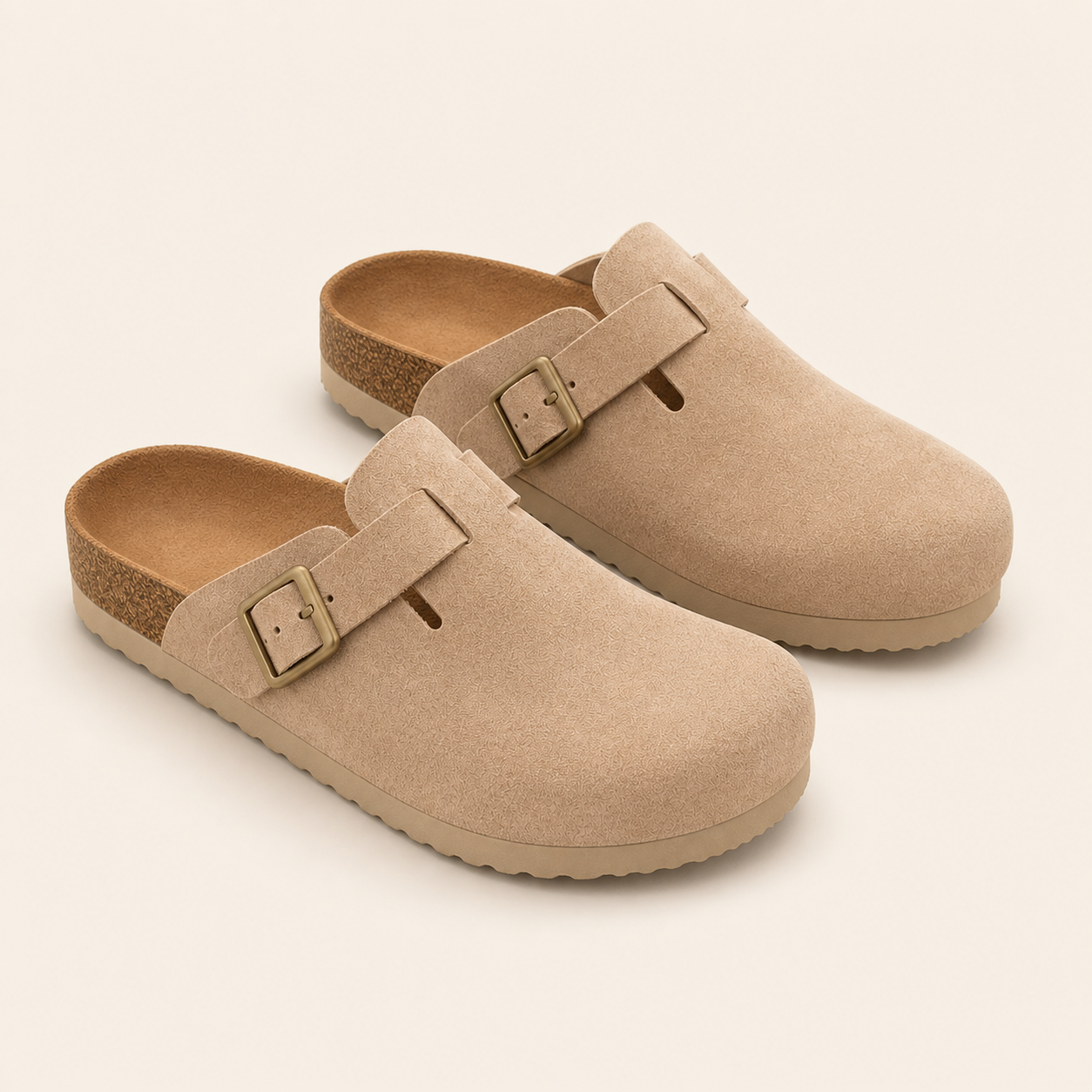 Monte Aure Sorrento Sand Clog beige sandals on a cream background
